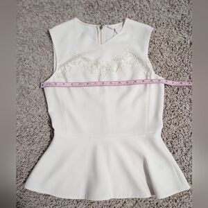 NWT Rebecca Taylor Cream Crepe Peplum Top